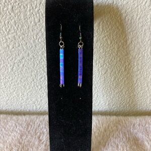 Artistic Iridescent Blue and Purple Earrings